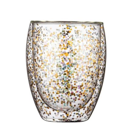 Transparent glaskaffekoppar Dubbelvägg Värmebeständig glaskopp för Creative