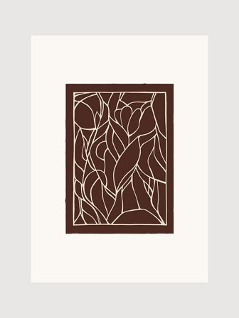 Motiv av abstrakta blommor & blad i toner av brunt | Kunstary.com, 40x50 cm