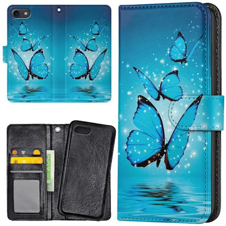 iPhone 7/8/SE - Mobilcover/Etui Cover Glitrende Sommerfugle