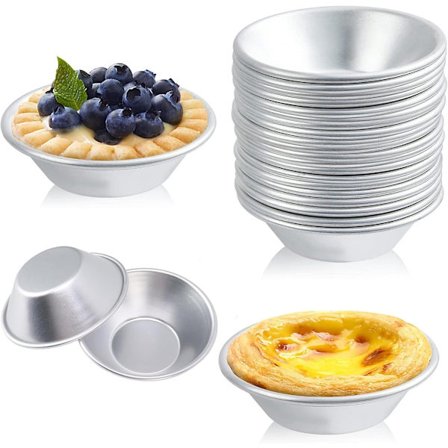 ING 12-pakning gjenbrukbar kakeform i aluminium Minikakeform Minirund kakeform for baking av kaker og andre retter Inkluderer dessertlaging