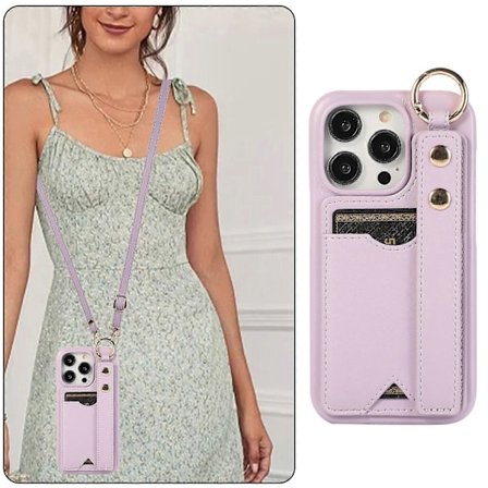 för iPhone 15 Pro Max/ 15 Ultra Plånboksfodral med Korthållare Telefonhalsband PU Läder för iPhone 15 Pro Max/ 15 Ultra Fodral med Ställ