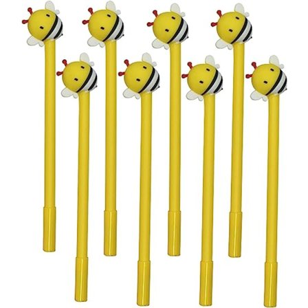 8 st Roliga Bipennor Söta Gula Bi Gelpennor Djurpennor 0,5 mm Svart Bläck För Barn Skola Hem Kontor Pappershandel