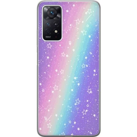 Kompatibelt Mobildeksel til Xiaomi Redmi Note 11 Pro Rainbow-farget pastellbakgrunn med hvite stjerner og gnistrende prikker i myk overgang