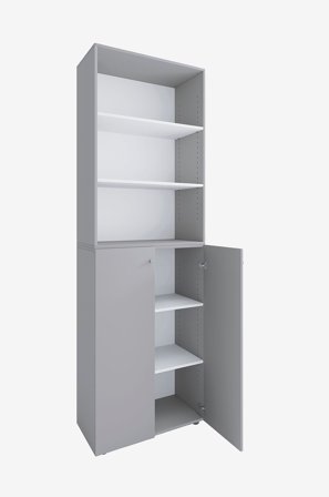 VCM - Vcm Skoskap Lona 2Xl hengslede dører + hylle - Grå - Skoskap - Fra Homeroom