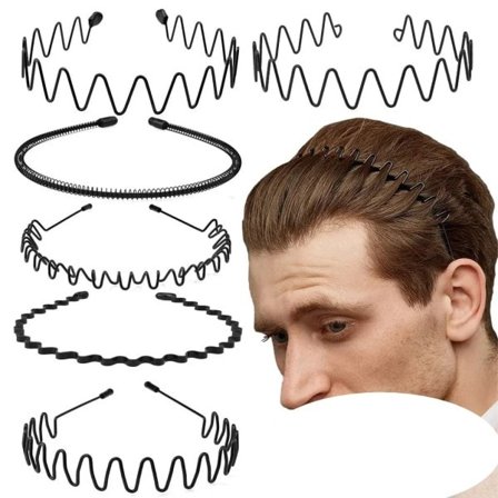 6 stycken mode metall hårband för män kvinnor unisex svart vågigt hår huvud båge band