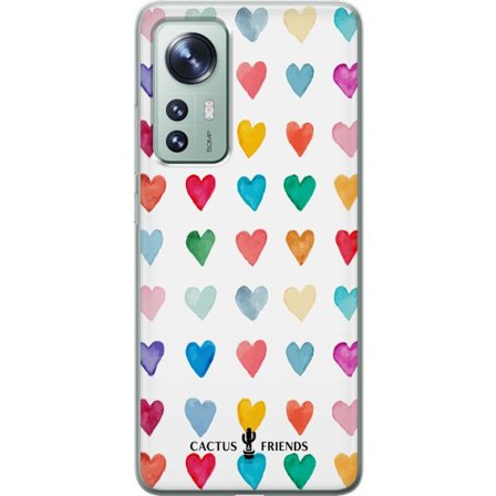 Kompatibel Mobilcover til Xiaomi Xiaomi 12 Cactus and Friends - Watercolor Love Grid