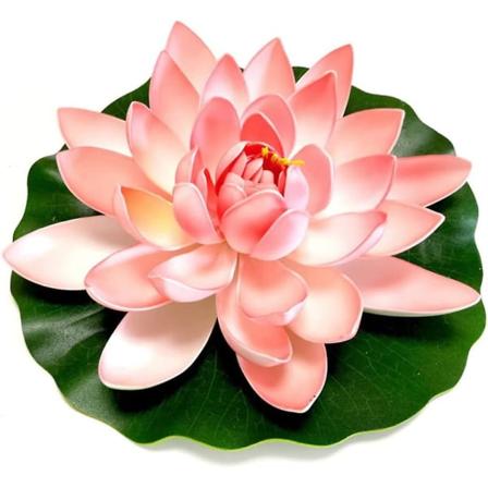 Vaaleanpunainen keinotekoinen lootus Keinotekoiset lampikasvit Kelluvat lampikoristeet Teko lumpeet Lammikon koristeet Lotus-kukilla Uudelleenkäyvät 