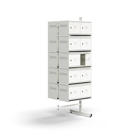 Skoskåp, påbyggnadssektion, golvstående, 20 metalluckor för märkning, 1800x600x600 mm, vit