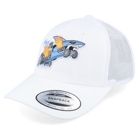 Kiddo Cap - Kids Shark Drag Car Kids White Trucker Trucker White Cap - @ Hatstore