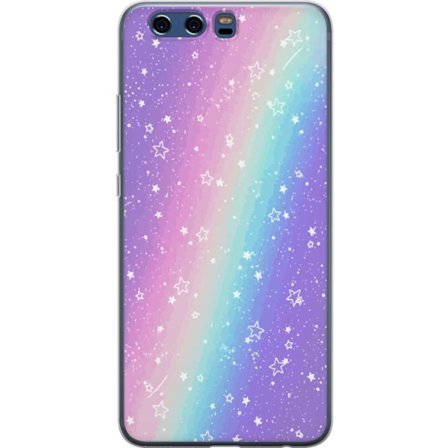 Kompatibelt Mobildeksel til Huawei P10 Rainbow-farget pastellbakgrunn med hvite stjerner og gnistrende prikker i myk overgang