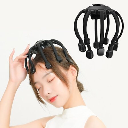 Lievittää pään väsymystä mustekalan muotoinen älykäs moniulotteinen värisevä päänahan rentouttava hierontalaite