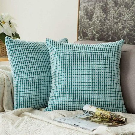 Kuddöverdrag, himmelsblå fyrkantig plysch 2-pack örngott, lämplig för vardagsrumsbord, stol, soffa sängkudde