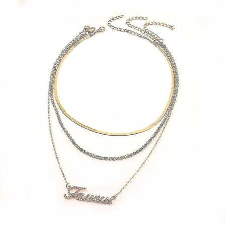 Kvinne Halskjede Tolv Stjernetegn Multilag Diamant Innblandet Legering For Seremoni