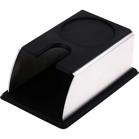 Kaffetemperstativ i rustfritt stål, tamperstativ for kaffemaskin og oppbevaringsbase for kaffemaskin med matte, tilbehør til håndkaffetemper, 141*55mm