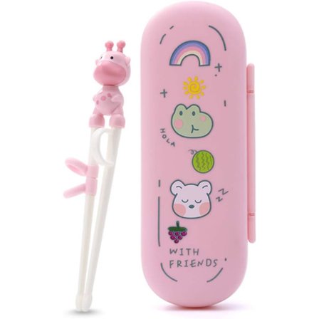 1 stk. Træningspinde, letanvendelige korrekte indlæringspinde til børn, begyndere, anti-dislokationsspænde design pink