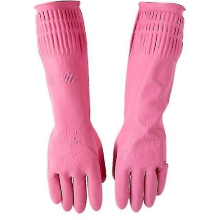 Hemrosa rosa latexhushållshandskar, korrosionsbeständiga, halkfria, återanvändbara hushållshandskar, diskhandskar M