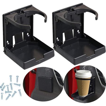 Säädettävä Taittuva Kupin Juomateline - 2 kpl, Musta - Autoon, Kuorma-autoon, Veneeseen, Pakettiautoon