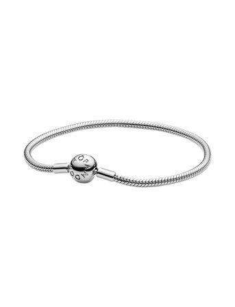 Pandora Snake Chain Silver Bracelet With Round Clasp - Silver - 20 CM