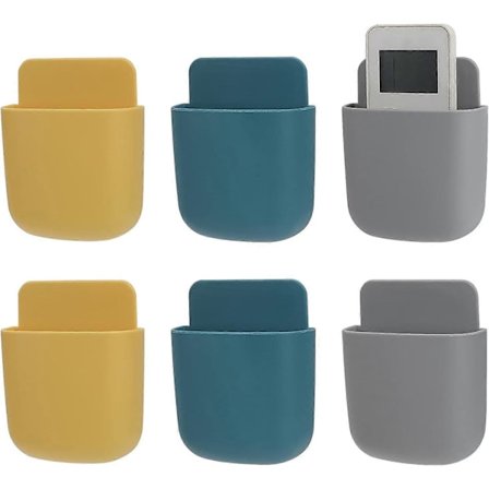 Veggmontert Mobiltelefonholder, 4 stk Media Organizer Boks Telefon Veggfeste Holder, Selvklebende