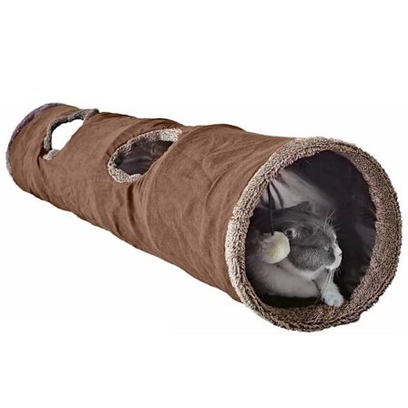 Kattunnel stor katt rasslande tunnel lektunnel katt rör katt leksak för alla katter kaniner valpar brun