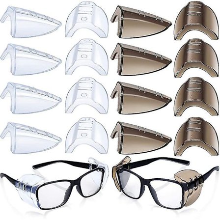 8 Par Sikkerhedsbriller med Sideskærm, Glat og Fleksibel