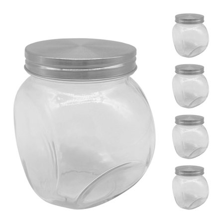 Glasburkar, set med godis, 5-pack, 650 ml lufttät förvaring