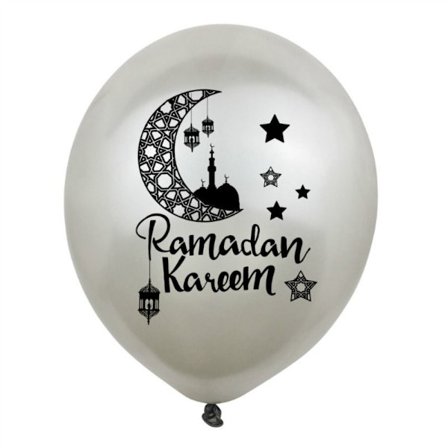 10 st Eid Mubarak Ramadan Ballonger Latex Ballonger SILVER