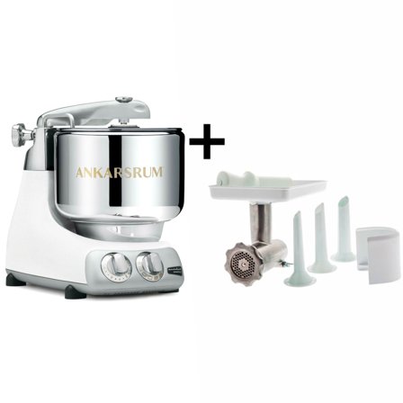 Ankarsrum Assistent AKM6230 Glossy White + köttkvarn | Köksmaskiner > Köksassistenter | Bagaren och Kocken