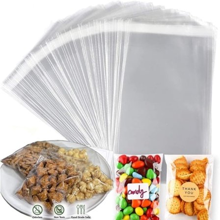 Galaxy 100 stk forseglingspåser, små gjennomsiktige plastposer, gjenlukkbare oppbevaringsposer, cellofan konvoluttposer (13x18cm)