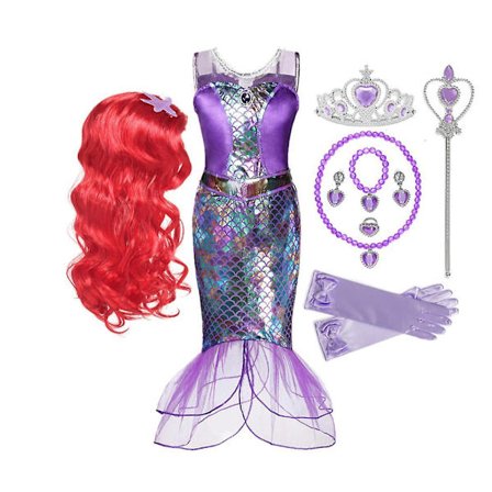 Summer Princess Little Mermaid Ariel Dress Kids Halloween Fancy Costume Children Carnival Birthday Party Clothes Summer Dress Up