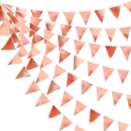Rosegull Partydekorasjoner Metallisk Stoff Vimpelbanner Blush Rosa Flagg Vimpel Garland Passer for Bryllup Bursdag Jubileum