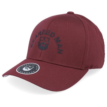 Bearded Man - Rød flexfit Caps - Half Circle Maroon Flexfit @ Hatstore