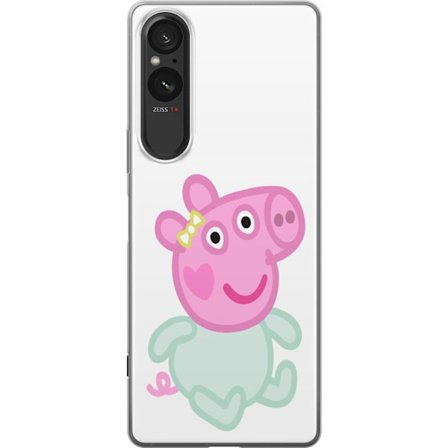 Yhteensopiva Puhelinkuori Sony Xperia 5 V Peppa Pig vauvahahmo pastelliväreissä, suloinen piirretty lasten kuvitus pehmeällä minimalistisella tyyl