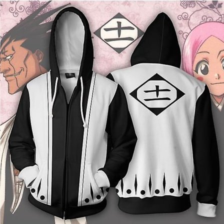 Anime Bleach Cosplay Kostume 3D Hættetrøje Sweatshirt Jumper Hættejakke Herre Top