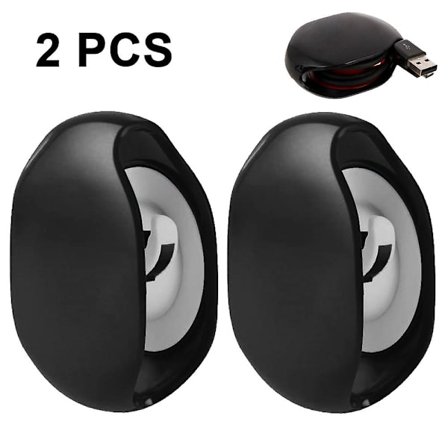 2-pakke automatisk rulleøretelefonkabel ledningsvikling hodetelefon