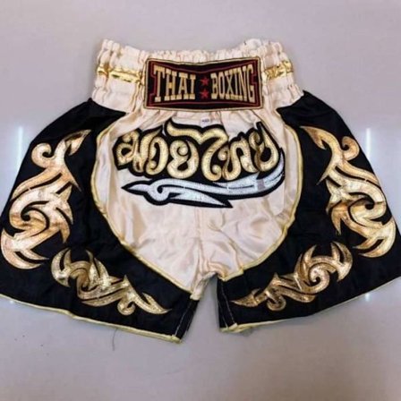 Kort Traditionel THAI Bokse Kickboxing Special Muay Thai MMA | Crème | Størrelser Børn og Voksne | Thailand