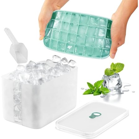 Jääpalamuotti kannella, Silikoni Jääpalamuotti kannella, Jääpalalaatikko, pinottava, BPA-vapaa