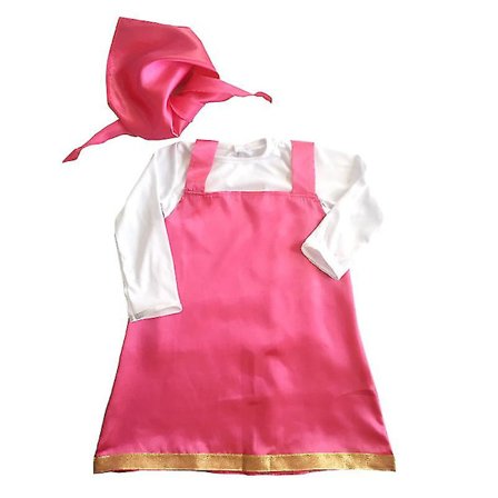 Tegneserie Halloween Masha Cosplay Kostume Outfit til Piger Rosa Kjole T-shirt Hovedtørklæde Cosplay Tegneserie Skørtesæt (FMY)