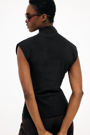 NA-KD Mock Neck Jersey Top - Ærmeløse toppe - Sort - M