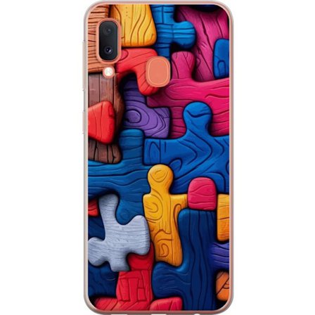 Kompatibel Mobilcover til Samsung Samsung Galaxy A20e Livlig illustration med Stitch blandt lyserøde æbler i en blød pastelldesign, der kombinerer