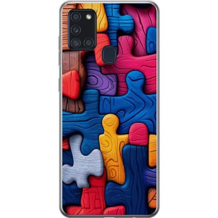 Yhteensopiva Puhelinkuori Samsung Samsung Galaxy A21s Leikkisä kuvitus Stitchin kanssa vaaleanpunaisissa omenoissa pehmeässä pastellidesignissa, jo