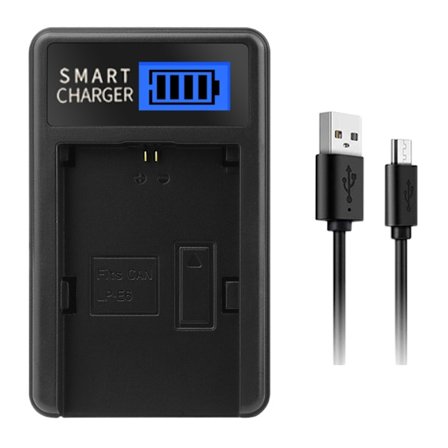 LCD USB LP-E6 Batterioplader Erstatning til Canon EOS 5D Mark II, EOS 5D Mark III, EOS 5D Mark2 Kamerabatteri