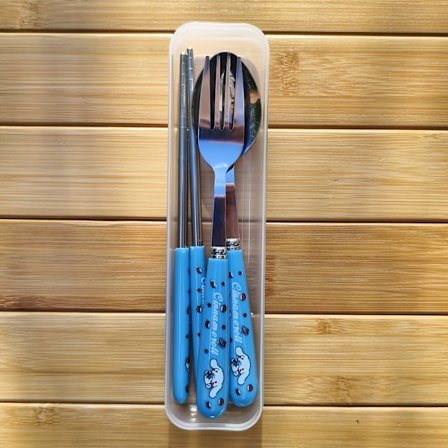 IP 3 st/set Sanrio Hello Kitty Rostfritt Stål Portabelt Bestickset, Utsökt Kuromi Bordsservis