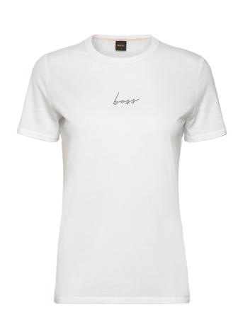 C_Elogo_Crystal Tops T-shirts & Tops Short-sleeved White BOSS