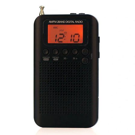 /EA/HRD-104 Bærbar AM/FM Stereo Radio Lomme 2-Bånds Digital Tuning Radio Mini Modtager Udendørsradio med Hovedtelefoner Lanyard 1,3 tommer LCD-skærm