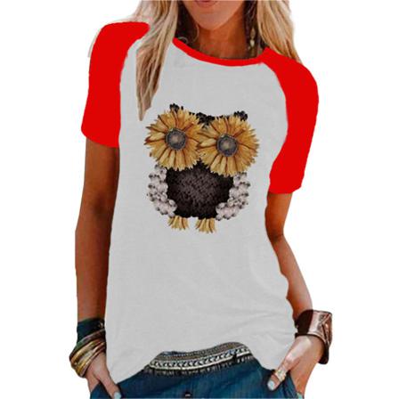 Kvinnor Solros Papegoja T-shirt Toppar Kortärmad Casual Blus