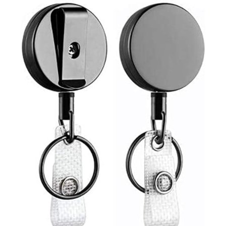 2 stycken Retractable Keychain Key Reel, Heavy Duty Retractable Key Chain Reel Ståltråd Rep för Nycklar och Pass Identifikation Bältesmärkeshållare 