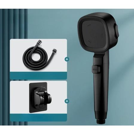 Korkeapaineinen suihkupää Veden säästö 3 tilaa Suihkupäät Säädettävä Yhden painikkeen pysäytys Vesihieronta Suihku Pää Kylpyhuoneen tarvikkeet Black 