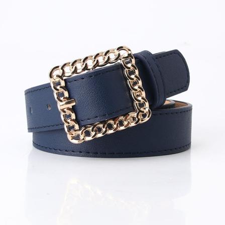 Damebelter Trendy damebelte hul firkantet spenne dekorativt belte for kvinner Elegant enkel jeansbuksebelte navy blue