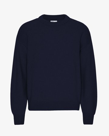 Oversized Merino Wool Crew - Navy Blue XS